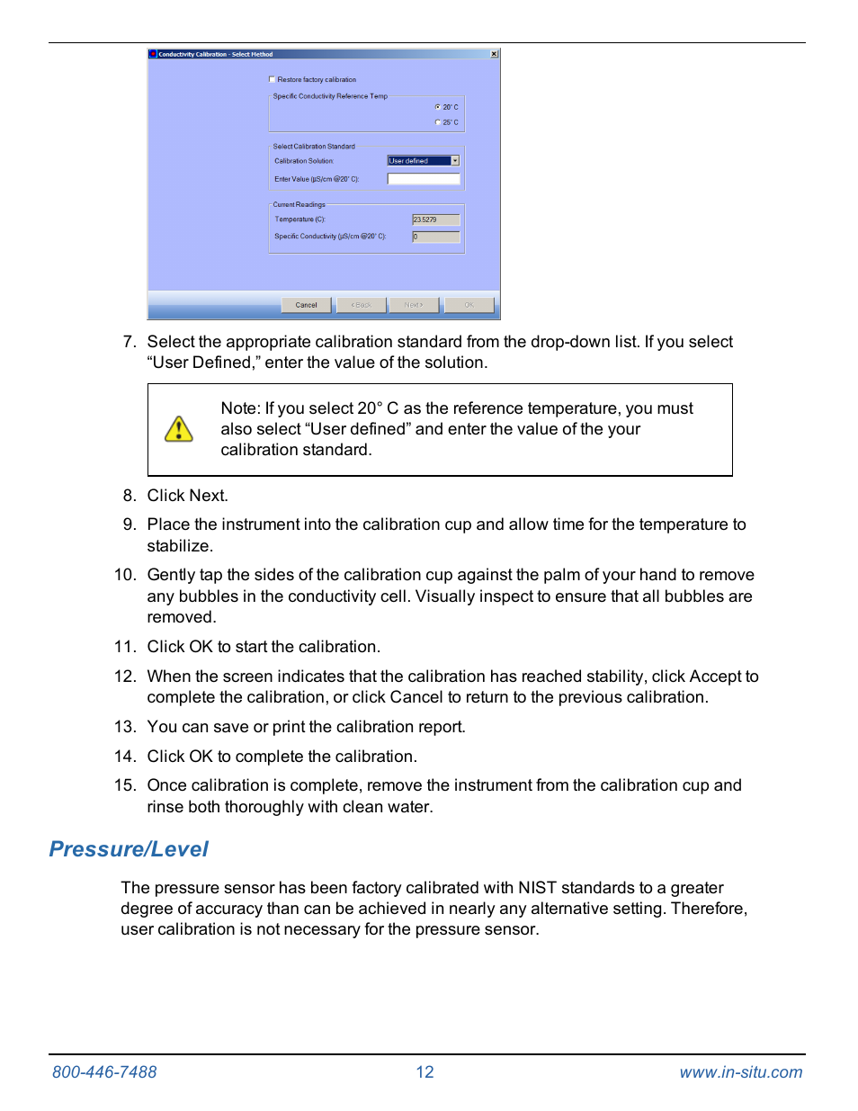 13 pressure/level, Pressure/level | In-Situ Communication Device Kit for the Aqua TROLL 400 and RDO PRO Probe User Manual | Page 12 / 15