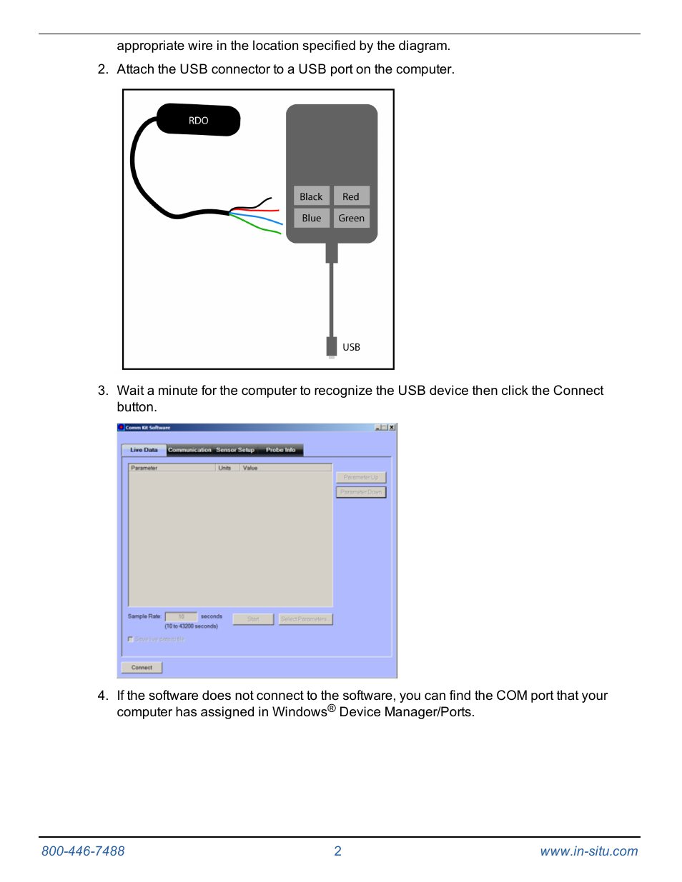 In-Situ Communication Device Kit for the Aqua TROLL 400 and RDO PRO Probe User Manual | Page 2 / 15