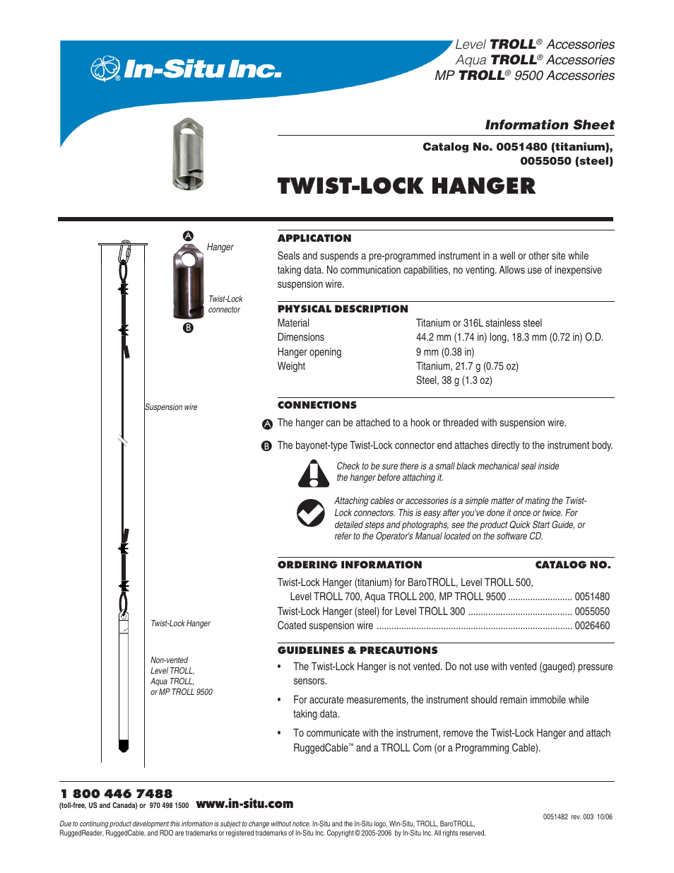In-Situ Backshell / Twist-Lock Hanger for Use with Suspension Wire User Manual | 1 page
