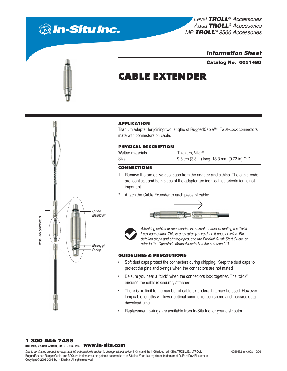 In-Situ Cable Extender for Use with RuggedCable Systems User Manual | 1 page