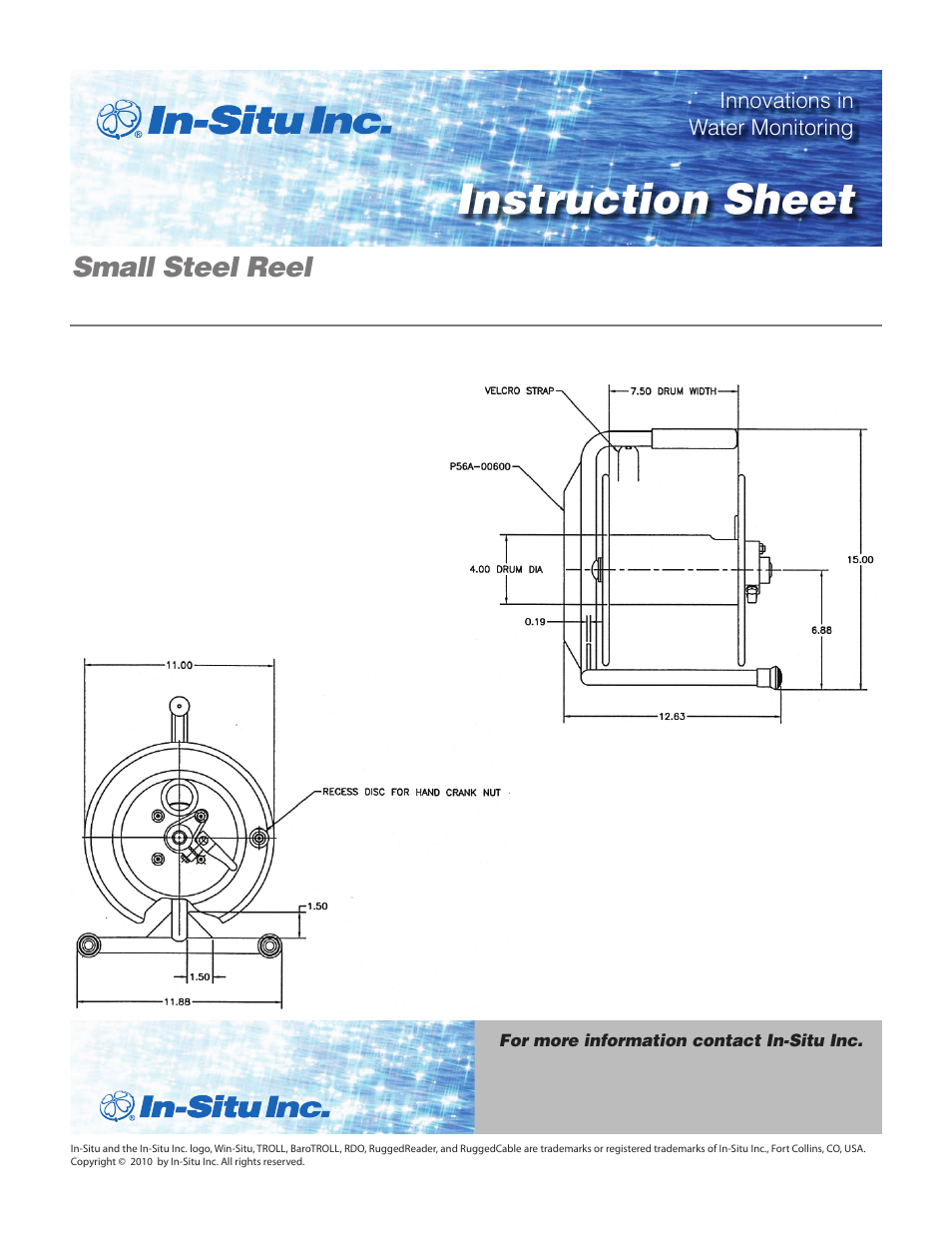 In-Situ Cable Reel—Small Steel User Manual | 1 page