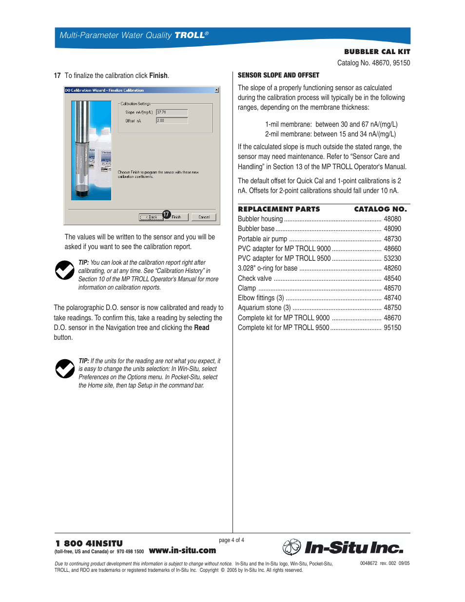 In-Situ Dissolved Oxygen: Clark Cell Calibration Kit for TROLL 9500 User Manual | Page 4 / 4