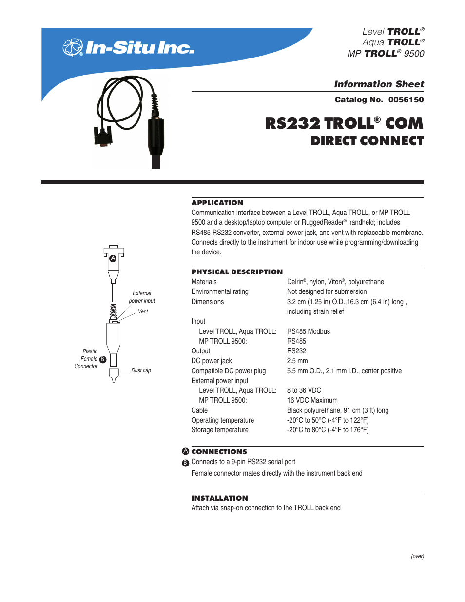 In-Situ Serial Port TROLL Com (Direct Connect) User Manual | 2 pages