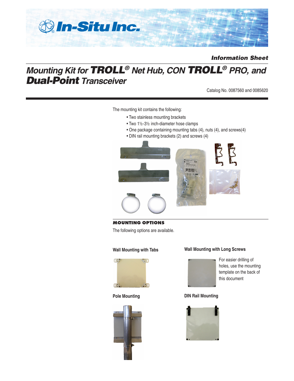 In-Situ Con TROLL PRO System Mounting Kit and Template User Manual | 2 pages