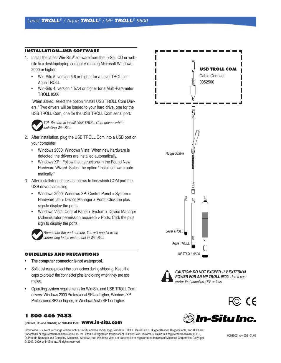 In-Situ USB Port TROLL Com (Cable Connect) User Manual | Page 2 / 2