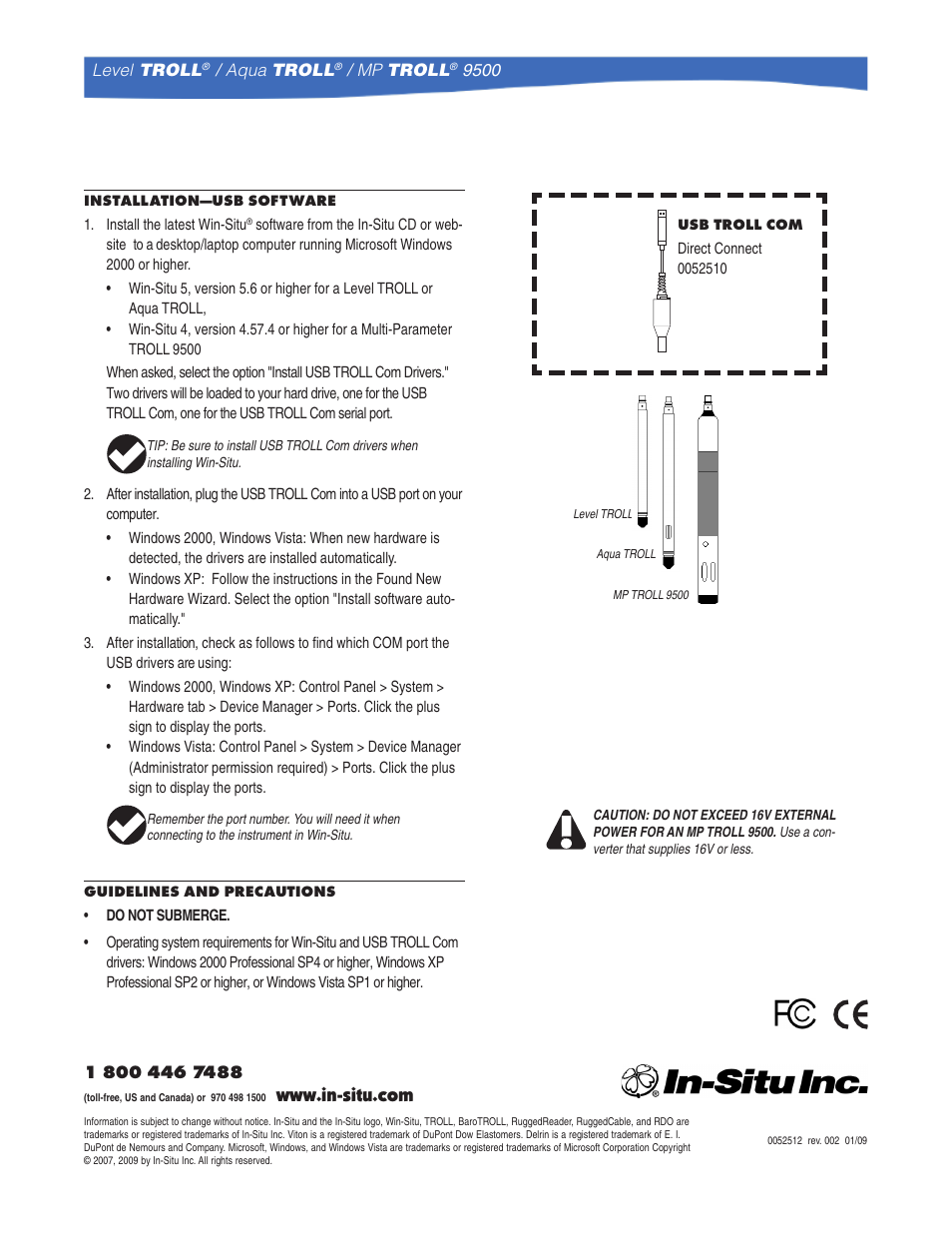 In-Situ USB Port TROLL Com (Direct Connect) User Manual | Page 2 / 2