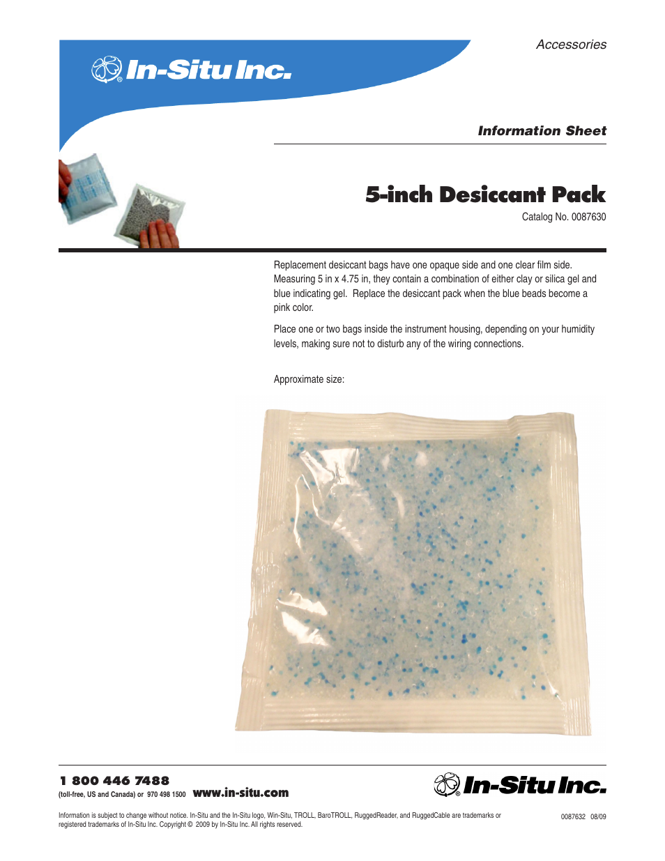 In-Situ 5-inch Desiccant Pack User Manual | 1 page