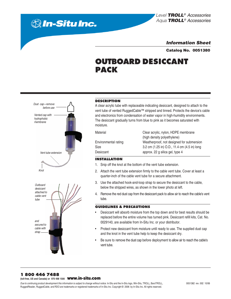 In-Situ Outboard Desiccant for Use with Stripped and Tinned RuggedCable Systems User Manual | 1 page