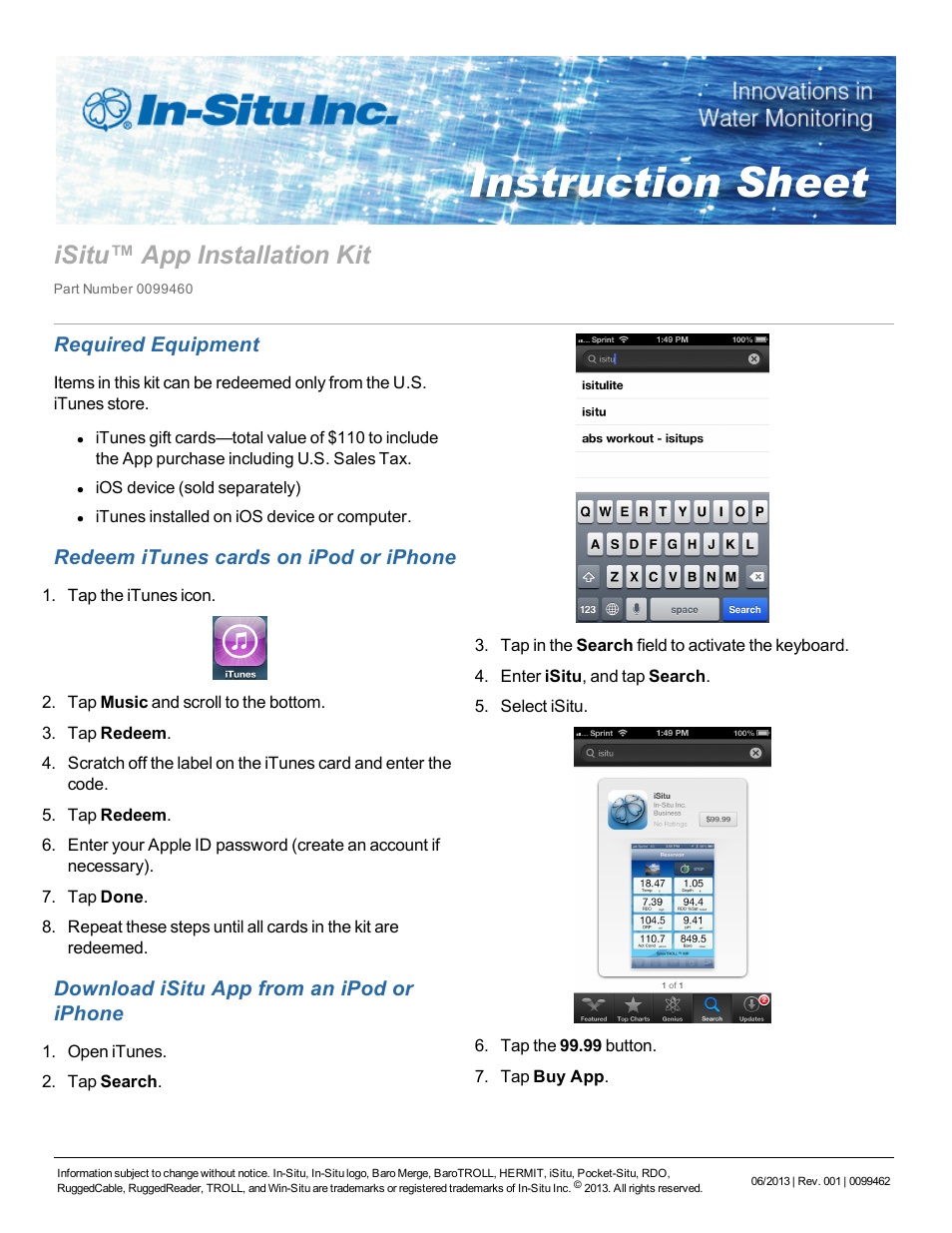 In-Situ iSitu App Installation Kit User Manual | 2 pages