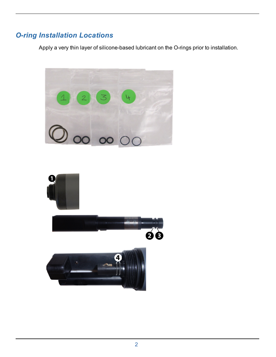 2 o-ring installation locations, O-ring installation locations | In-Situ smarTROLL Multiparameter Handheld Maintenance Kit User Manual | Page 2 / 2