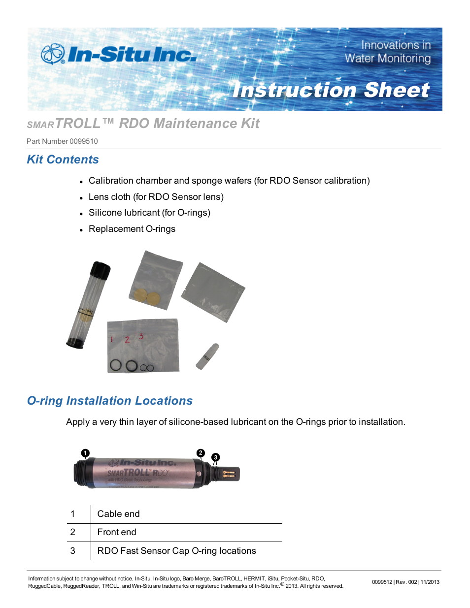 In-Situ smarTROLL RDO Handheld Maintenance Kit User Manual | 1 page