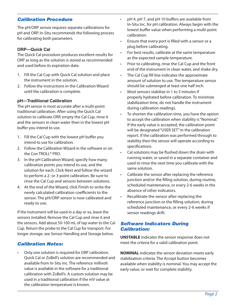 In-Situ pH/ORP Sensor User Manual | Page 2 / 5