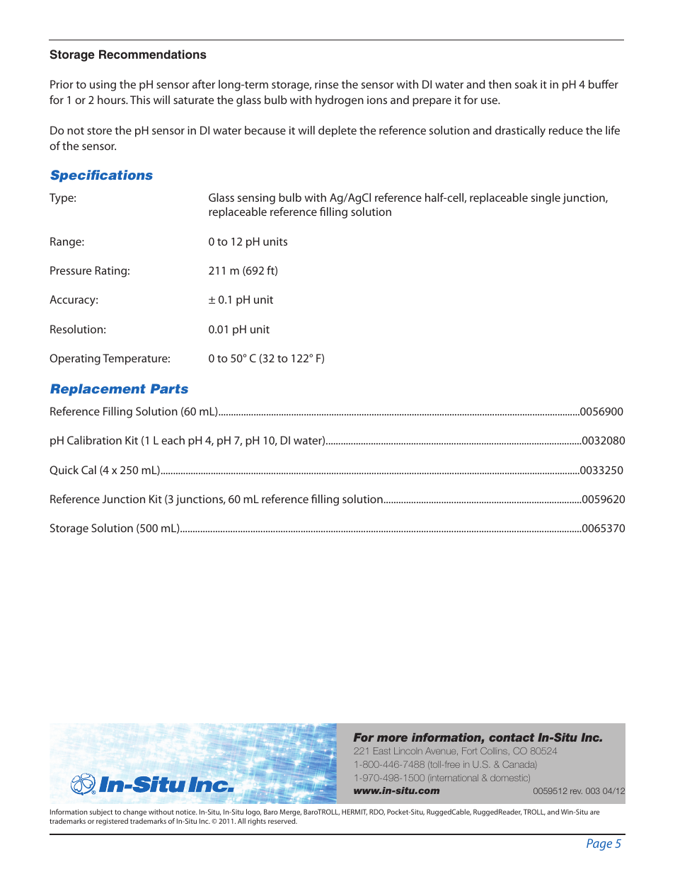 In-Situ pH Sensor User Manual | Page 5 / 5