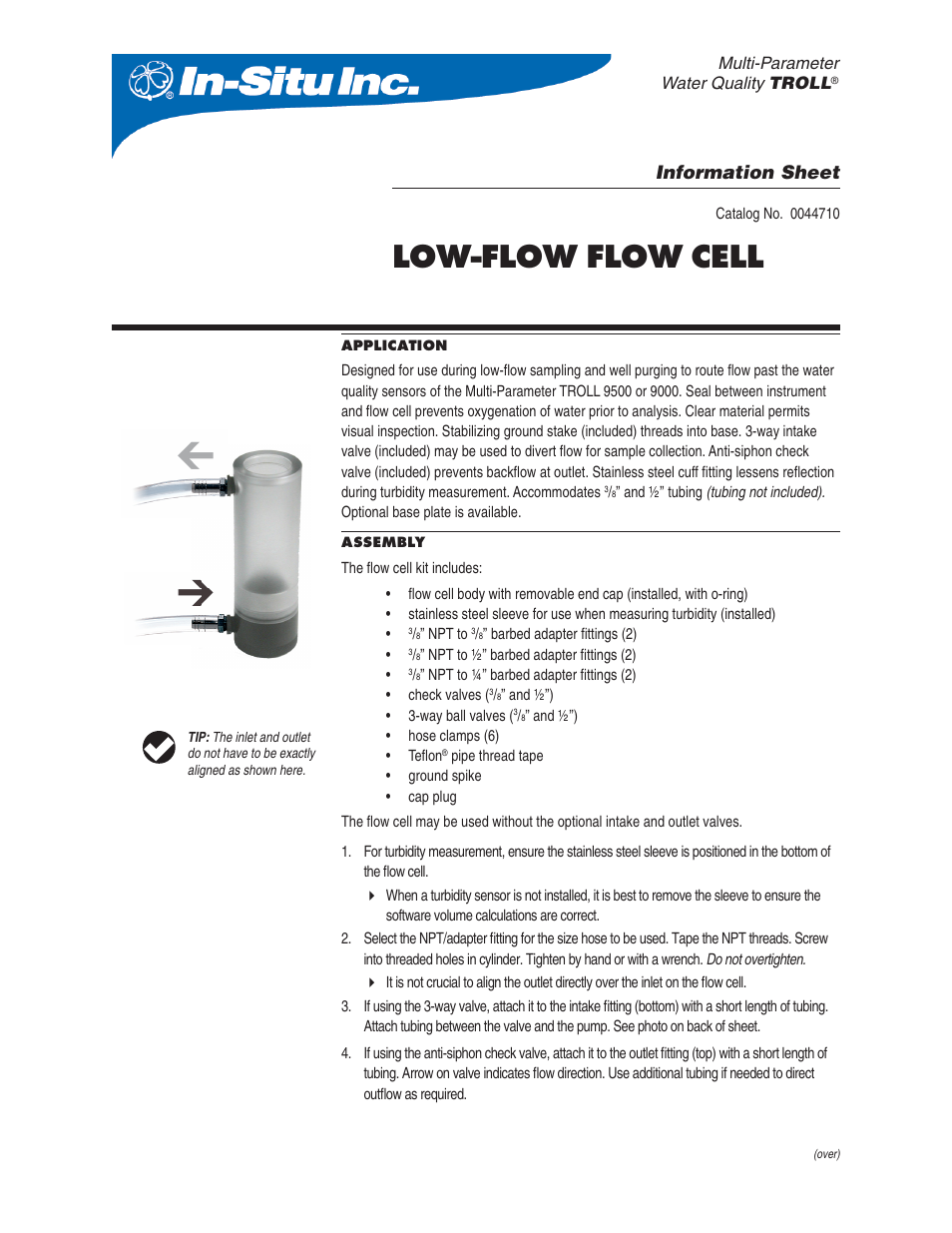 In-Situ Flow Cell for Low-Flow Measurements (2-in diameter sonde) User Manual | 2 pages