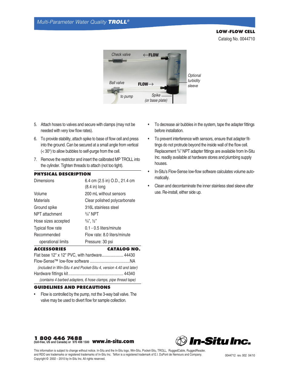 In-Situ Flow Cell for Low-Flow Measurements (2-in diameter sonde) User Manual | Page 2 / 2