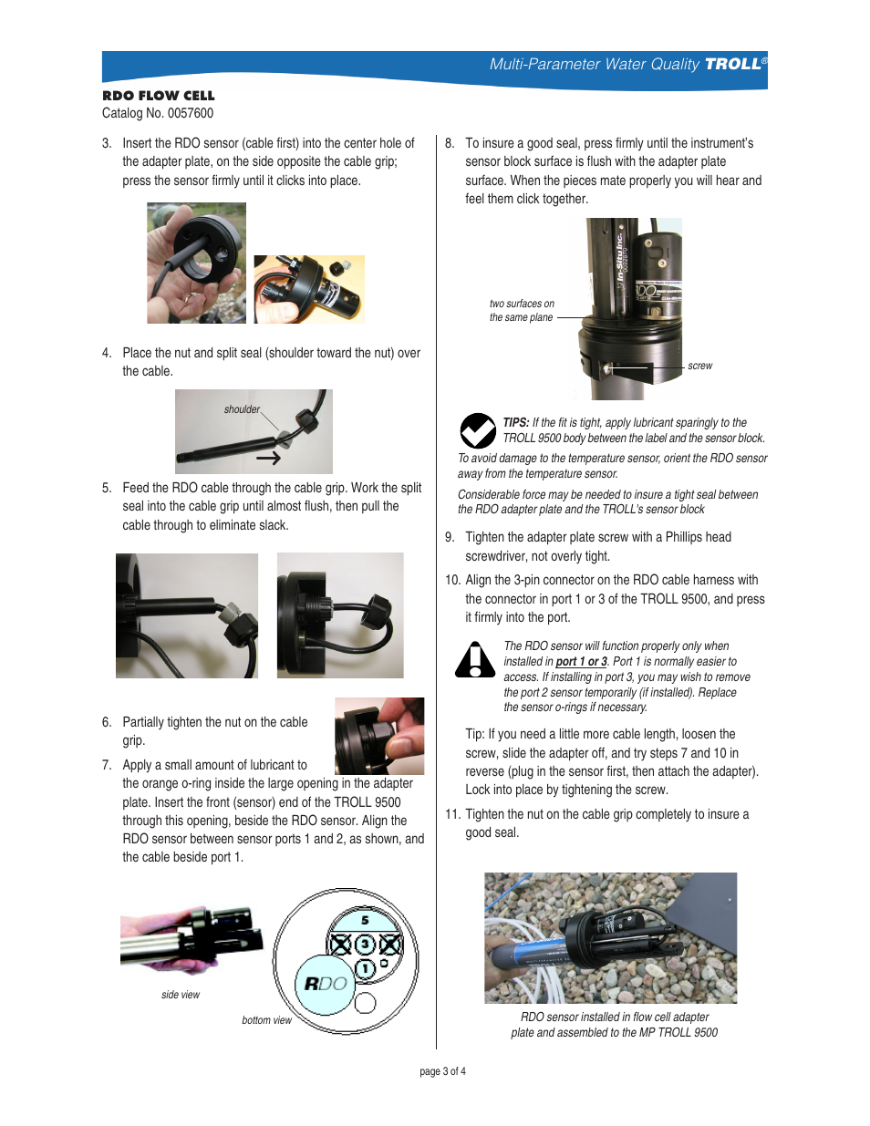 In-Situ Flow Cell for Low-Flow System with RDO Sensor (purchased before 09/2008) User Manual | Page 3 / 4