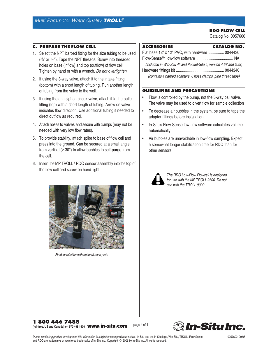 In-Situ Flow Cell for Low-Flow System with RDO Sensor (purchased before 09/2008) User Manual | Page 4 / 4