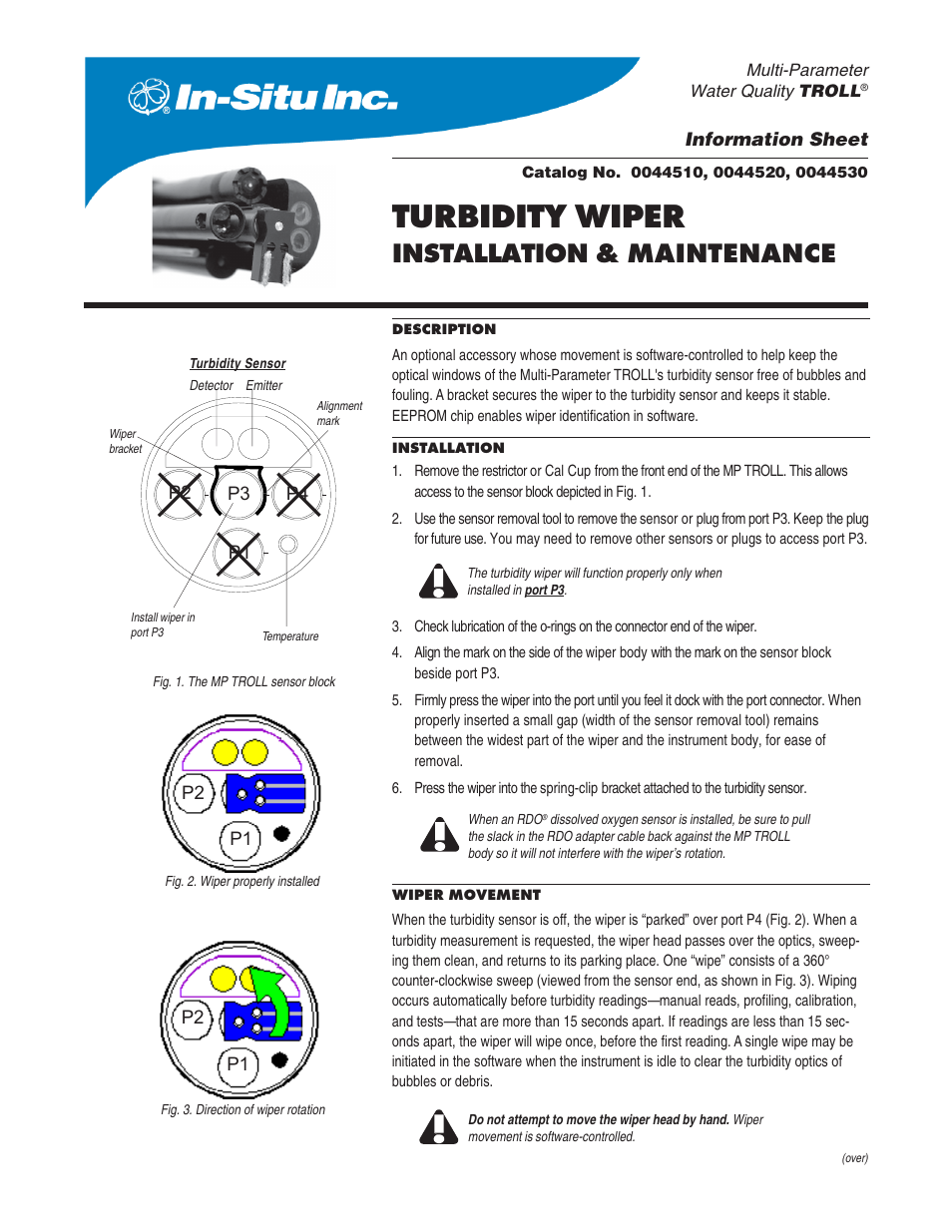 In-Situ Turbidity Wiper User Manual | 2 pages