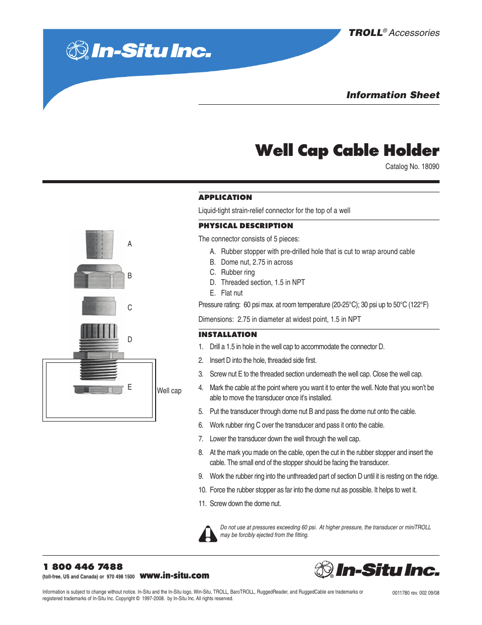 In-Situ Well Cap Cable Holder User Manual | 1 page