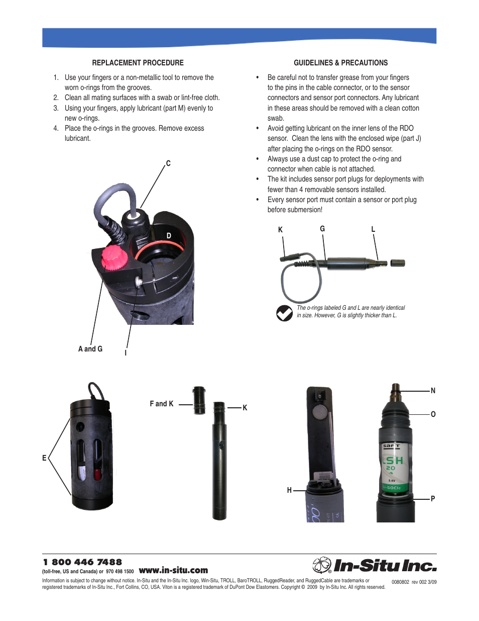 In-Situ TROLL 9500 O-ring Maintenance Kit (Cabled RDO Sensor; instruments less than 4 User Manual | Page 2 / 2