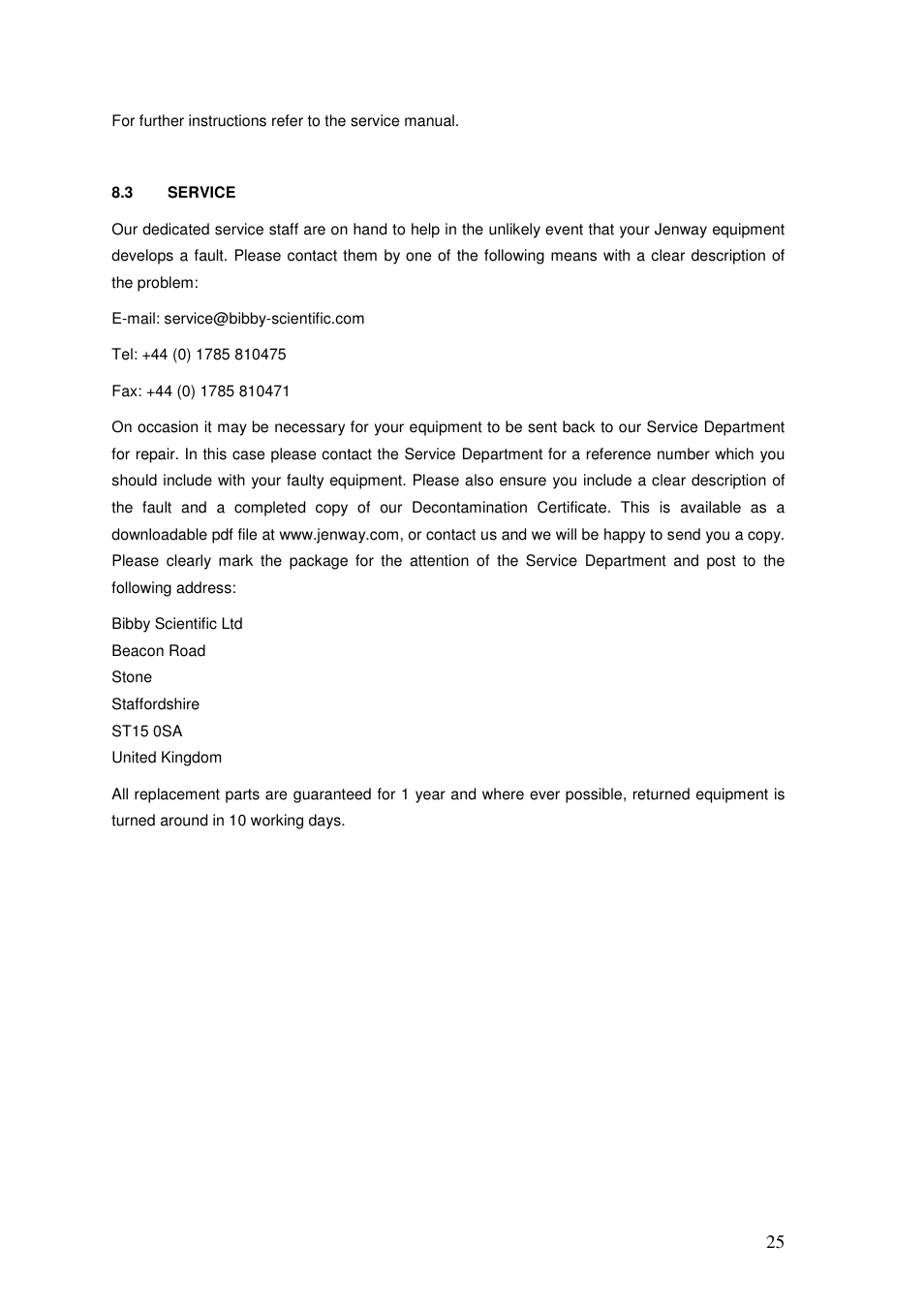 Jenway 6320D User Manual | Page 25 / 29