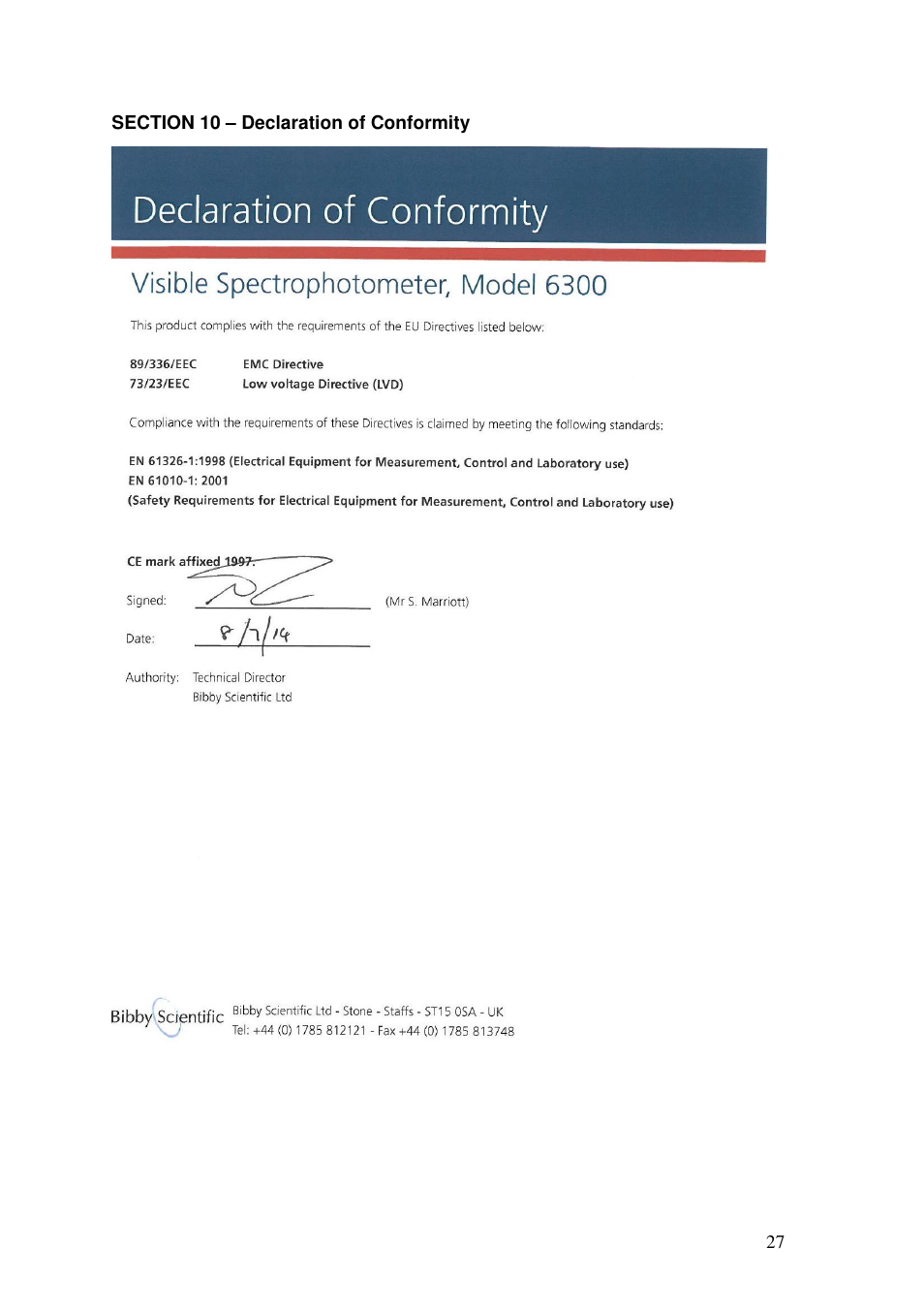 Jenway 6320D User Manual | Page 27 / 29