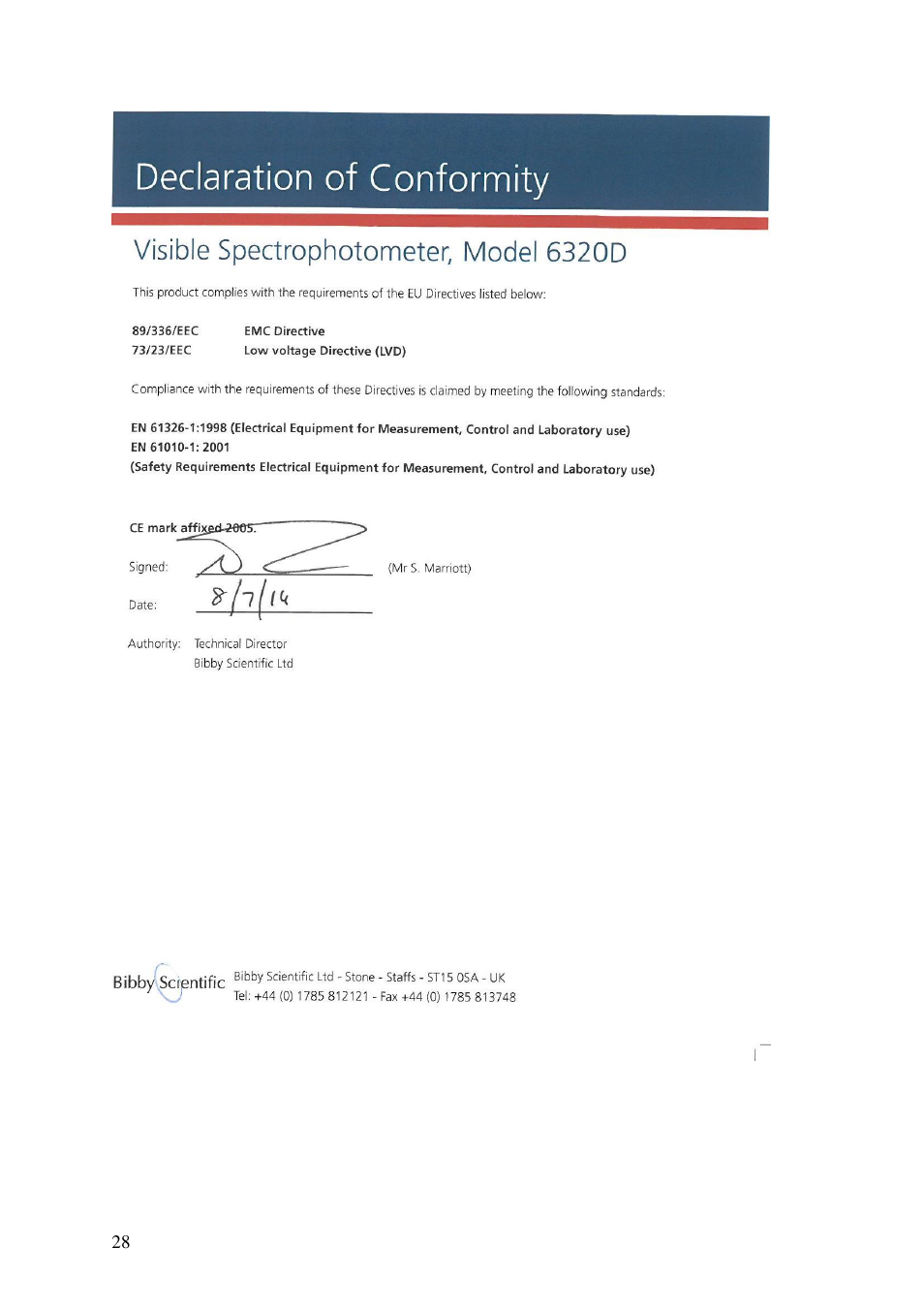 Jenway 6320D User Manual | Page 28 / 29