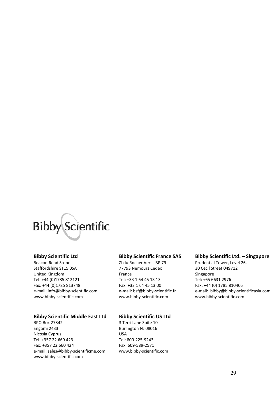 Jenway 6320D User Manual | Page 29 / 29
