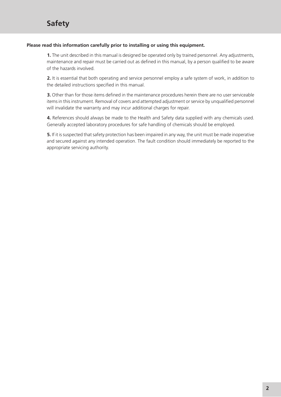 Safety | Jenway 73 Series User Manual | Page 2 / 14