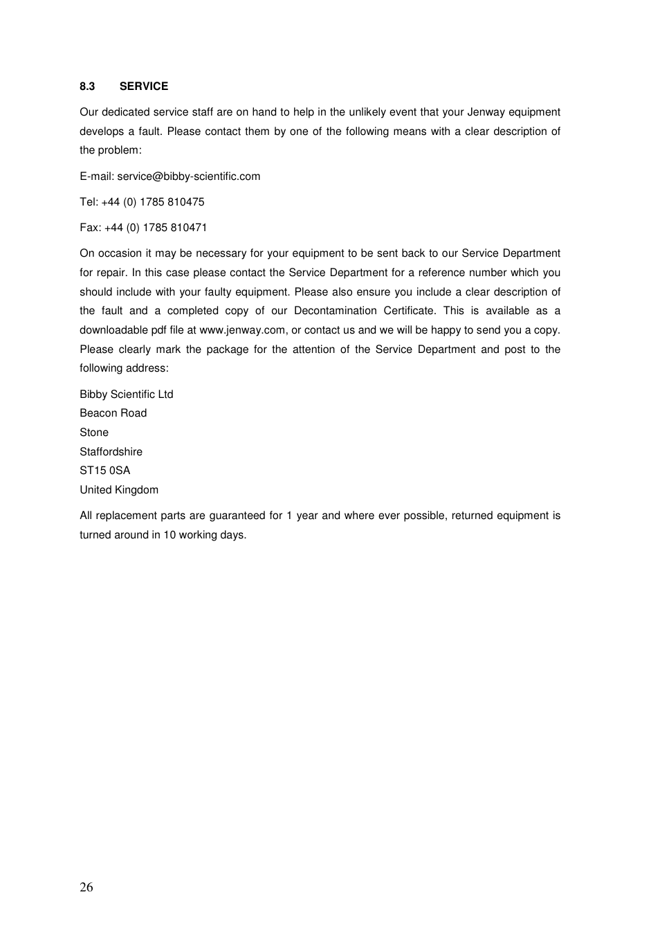 Jenway 6305 User Manual | Page 26 / 29