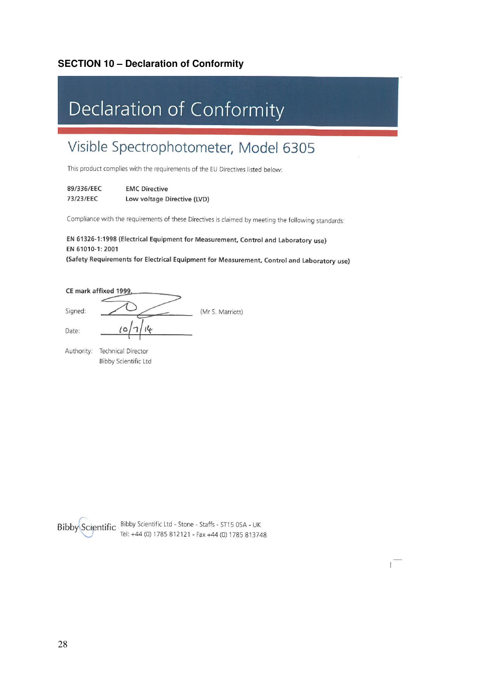 Jenway 6305 User Manual | Page 28 / 29