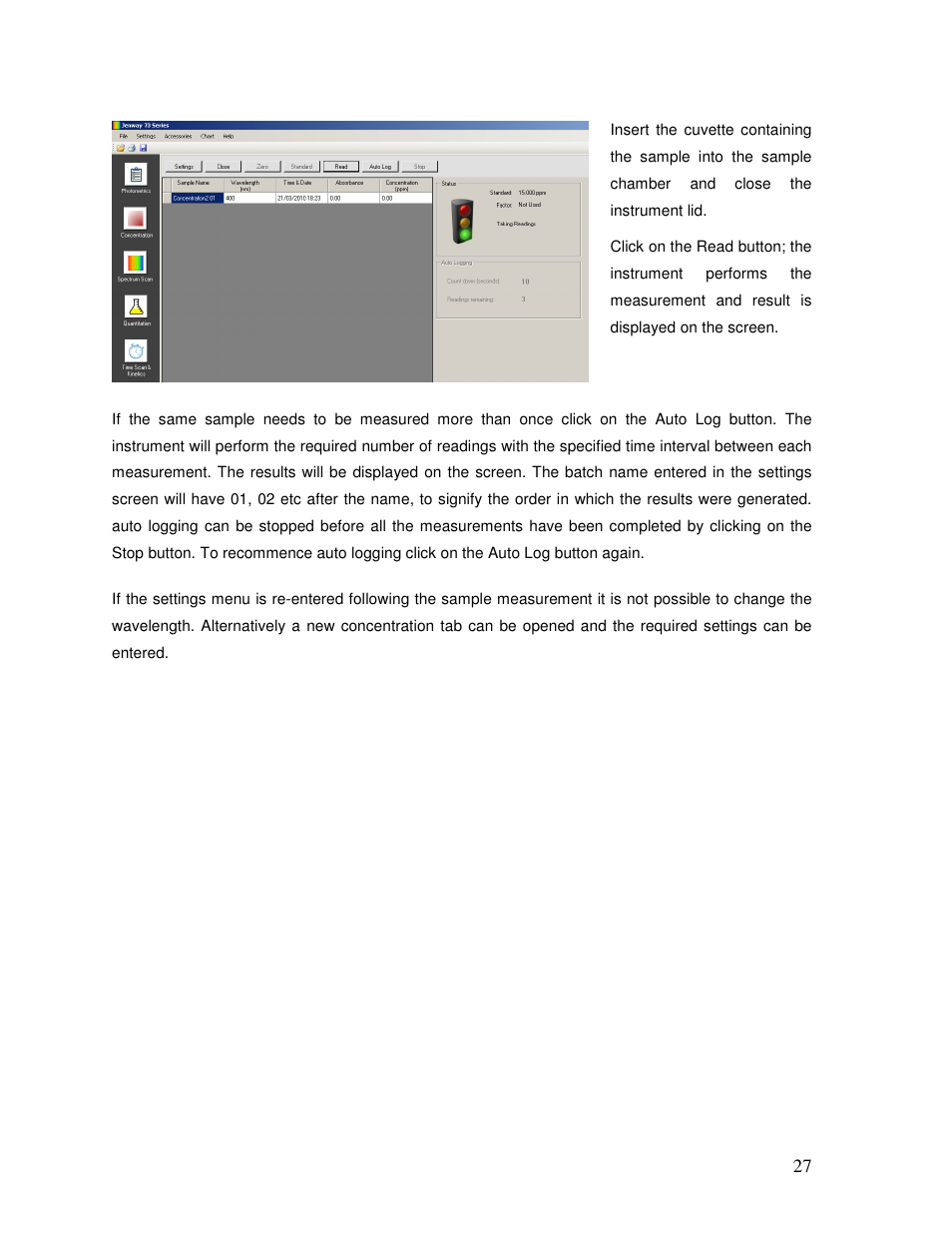 Jenway 73 Series PC software User Manual | Page 27 / 67