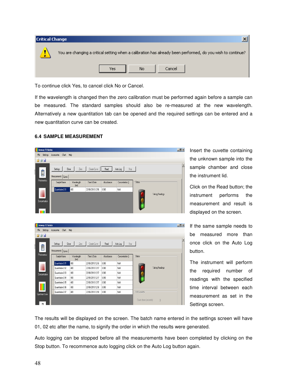 Jenway 73 Series PC software User Manual | Page 48 / 67