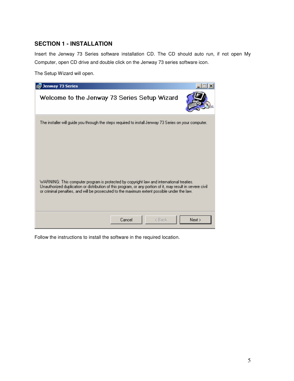 Jenway 73 Series PC software User Manual | Page 5 / 67