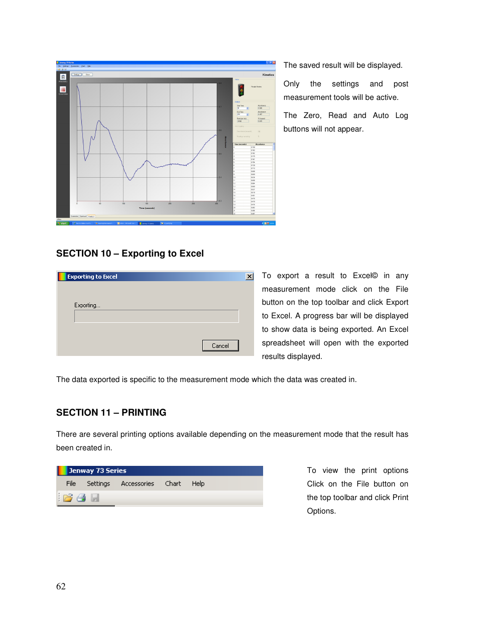 Jenway 73 Series PC software User Manual | Page 62 / 67