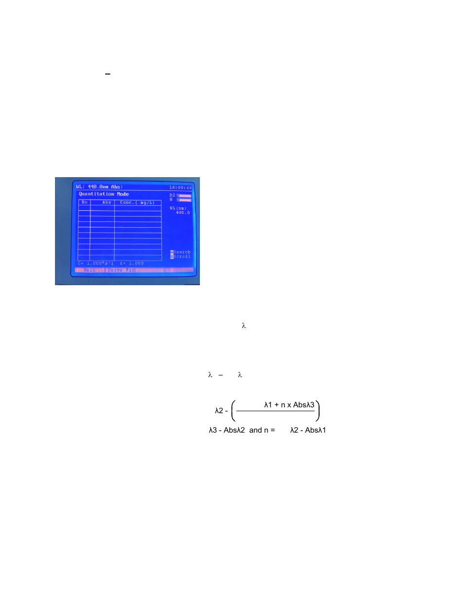 Section 6, Quantitation, Quantitation mode screen | Wavelength selection, Method setup | Jenway 6850 User Manual | Page 27 / 56