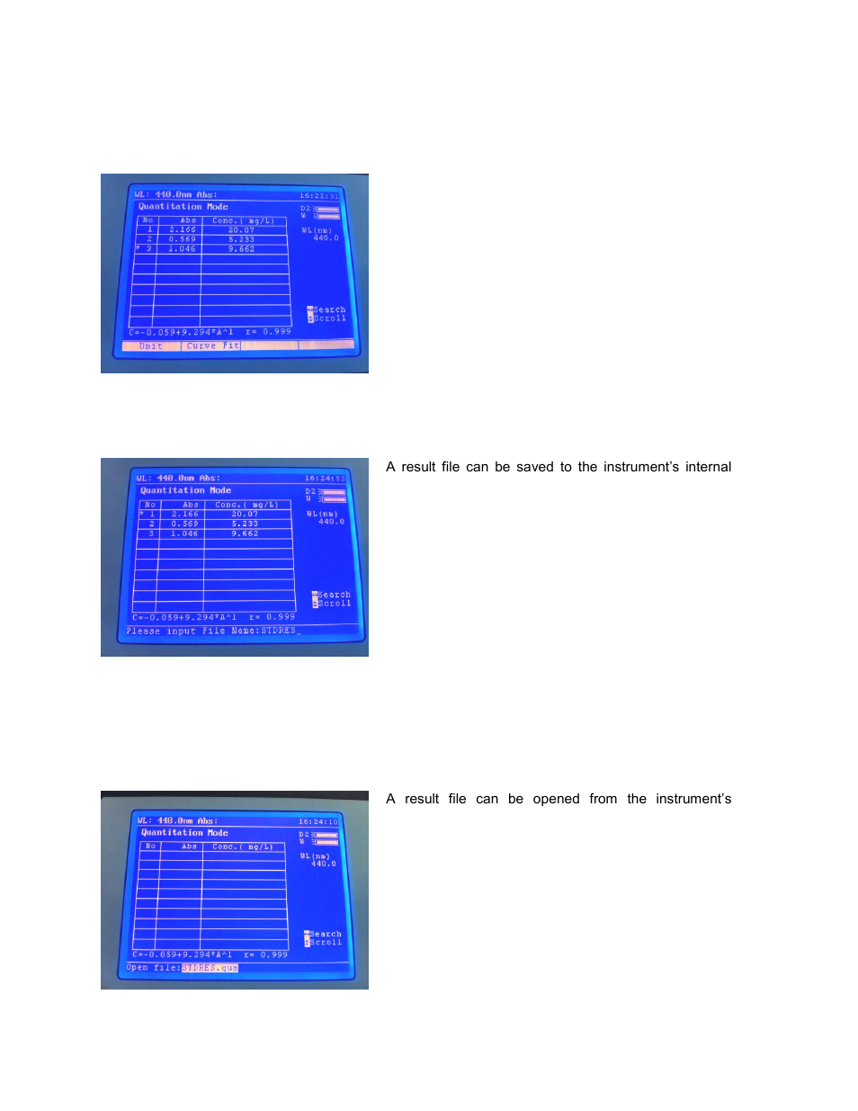 Quantitation measurements, Storing results, Recalling stored results | Jenway 6850 User Manual | Page 32 / 56