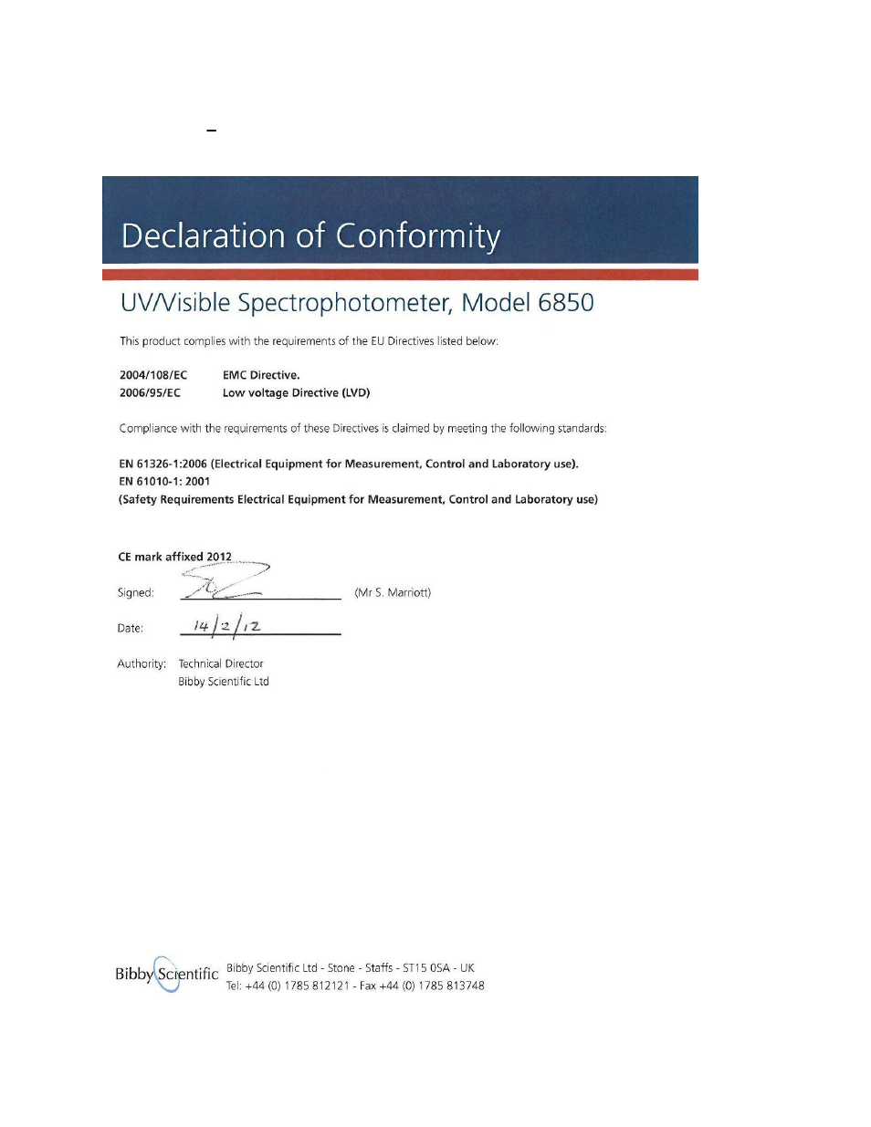 Section 14, Declaration of conformity | Jenway 6850 User Manual | Page 56 / 56