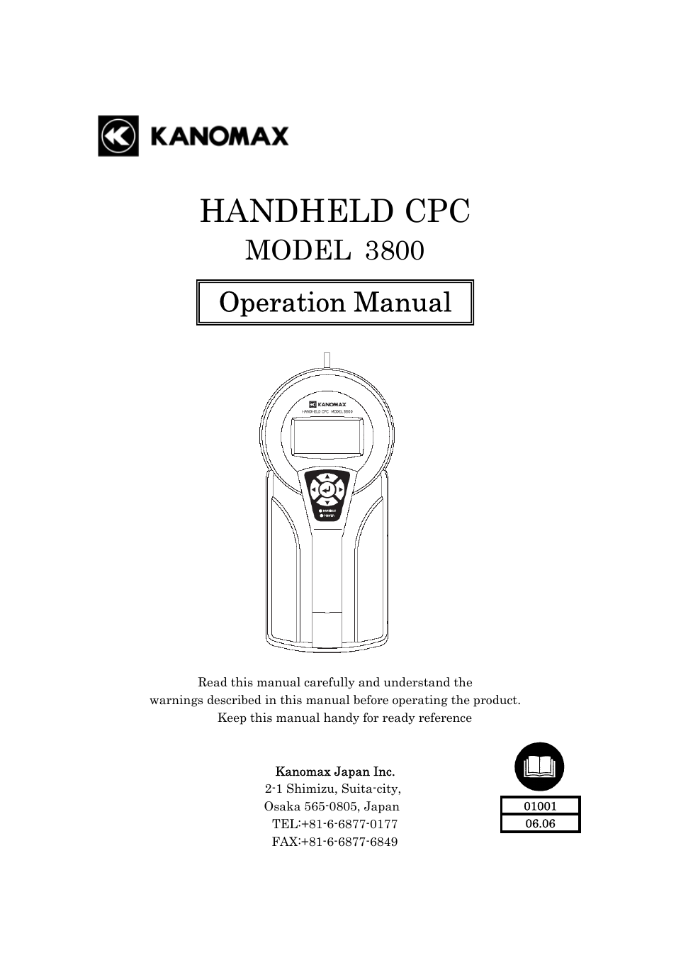 KANOMAX 3800 Handheld Condensation Particle Counter User Manual | 42 pages