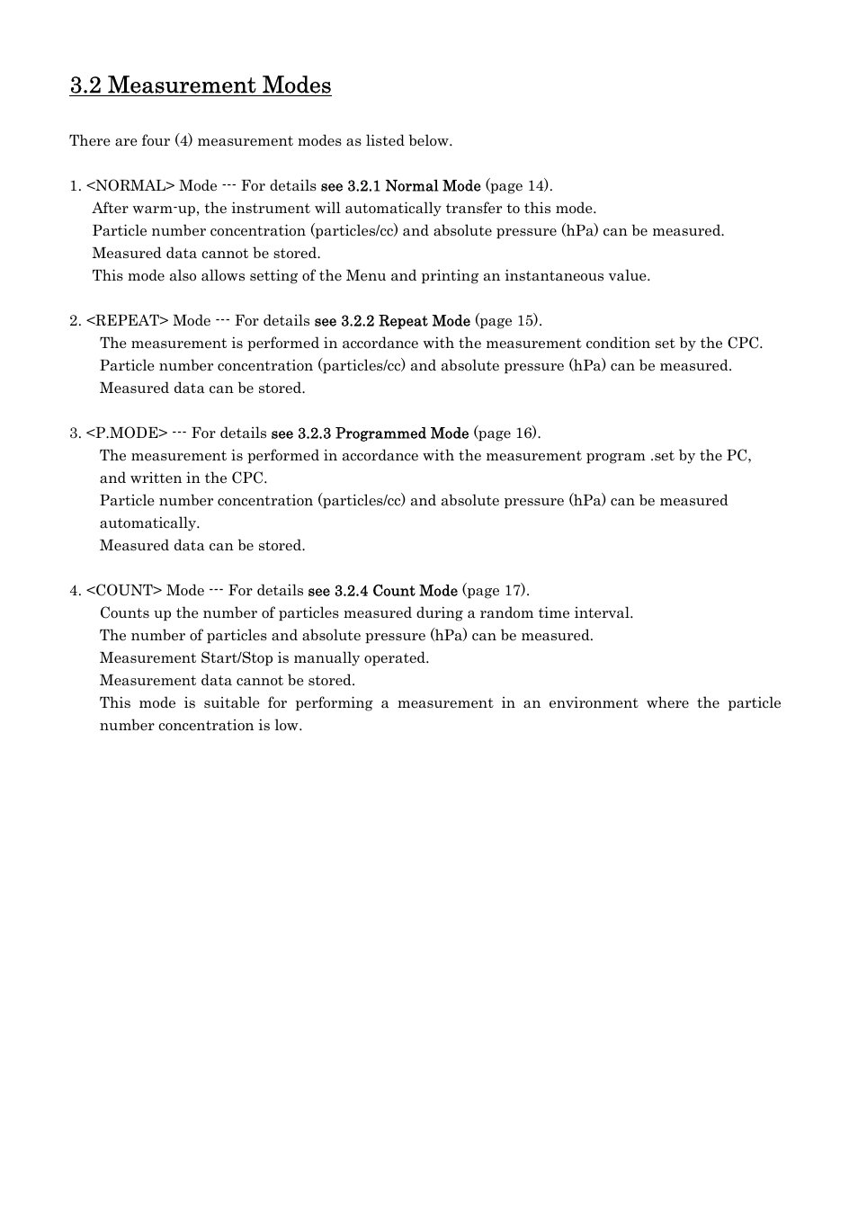 2 measurement modes | KANOMAX 3800 Handheld Condensation Particle Counter User Manual | Page 20 / 42