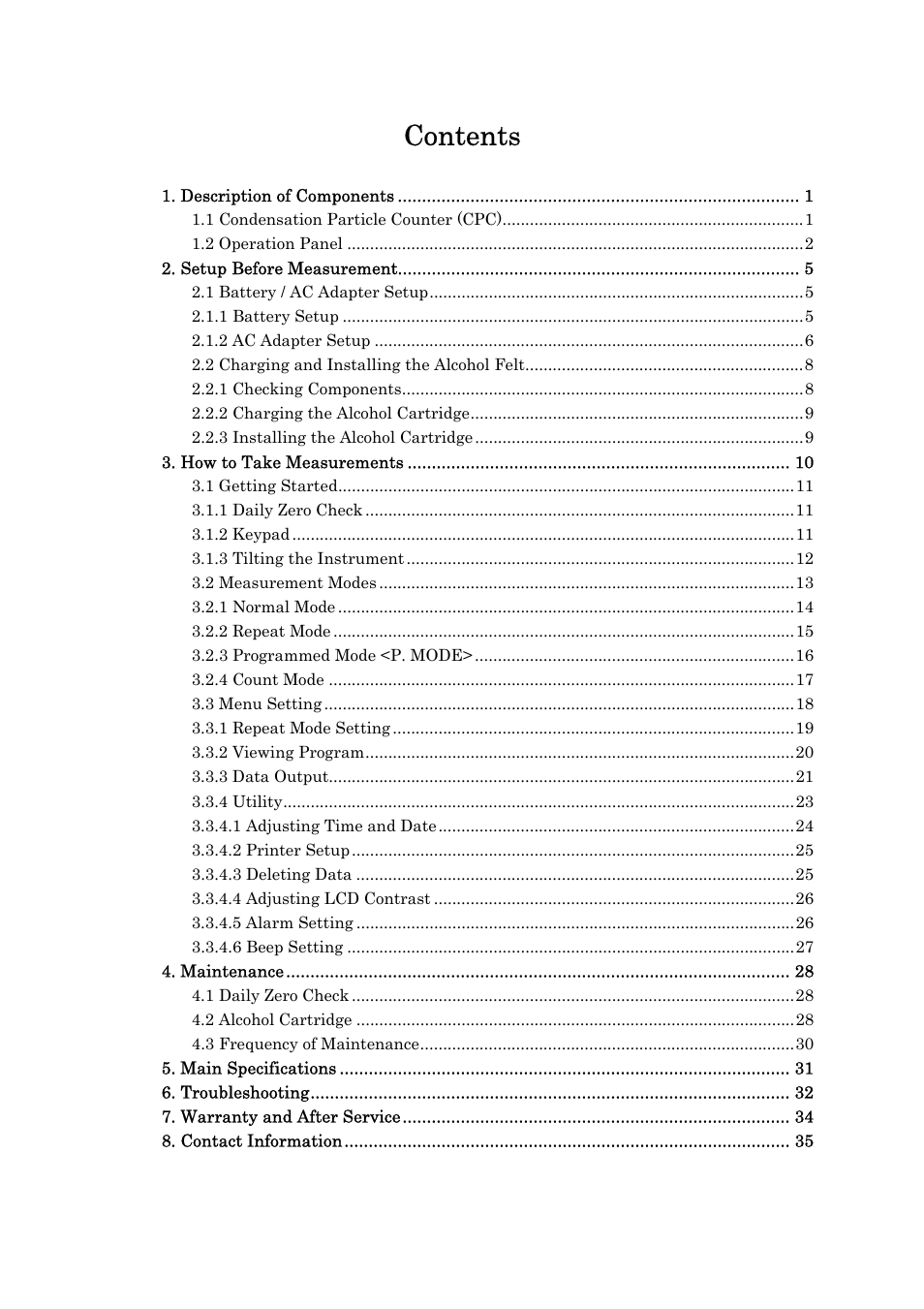 KANOMAX 3800 Handheld Condensation Particle Counter User Manual | Page 7 / 42