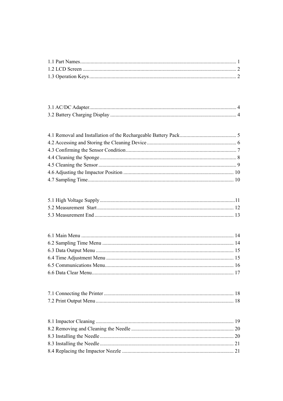 KANOMAX 3522 Piezobalace Dust Monitor User Manual | Page 4 / 31