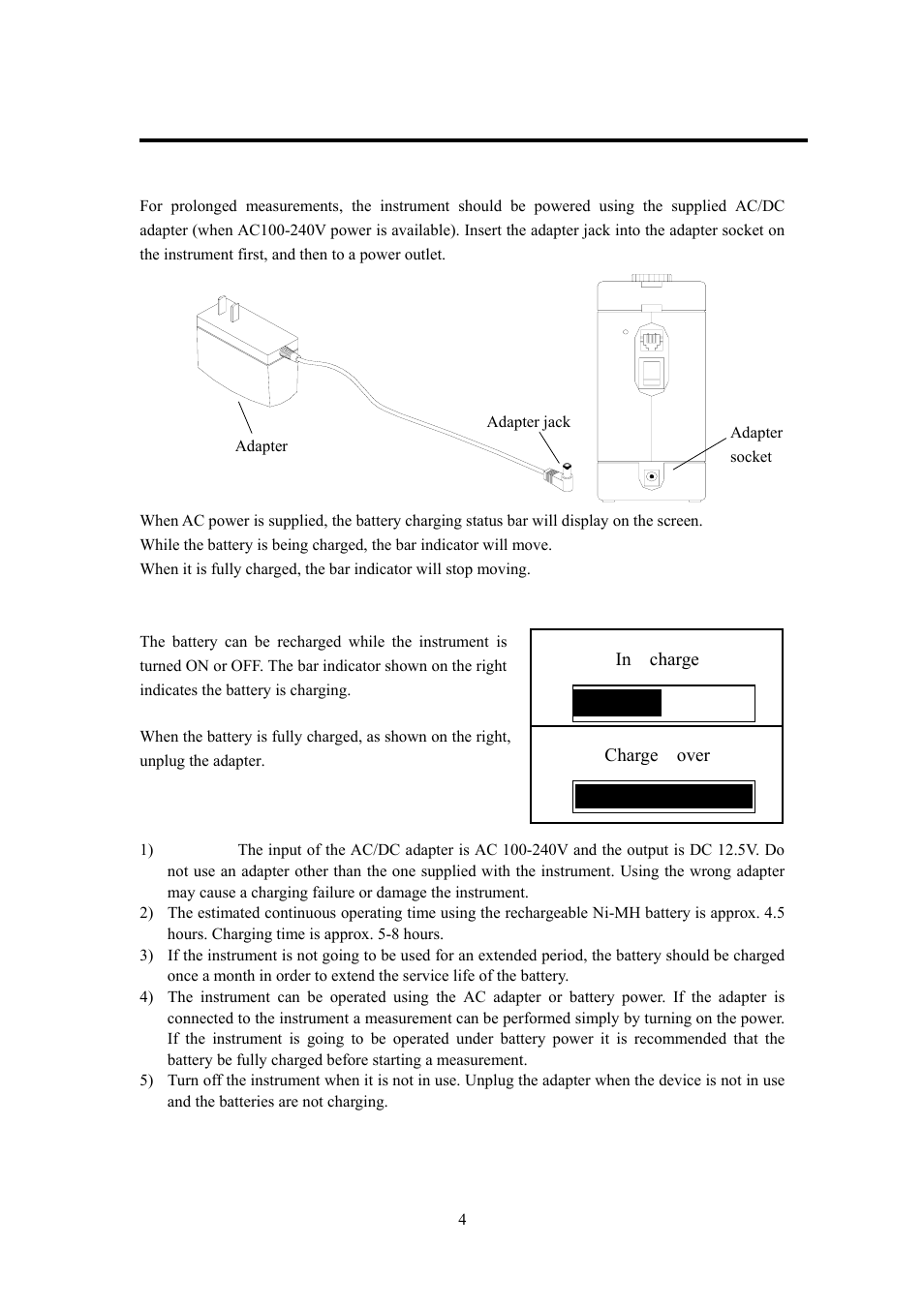 Battery charge | KANOMAX 3522 Piezobalace Dust Monitor User Manual | Page 9 / 31