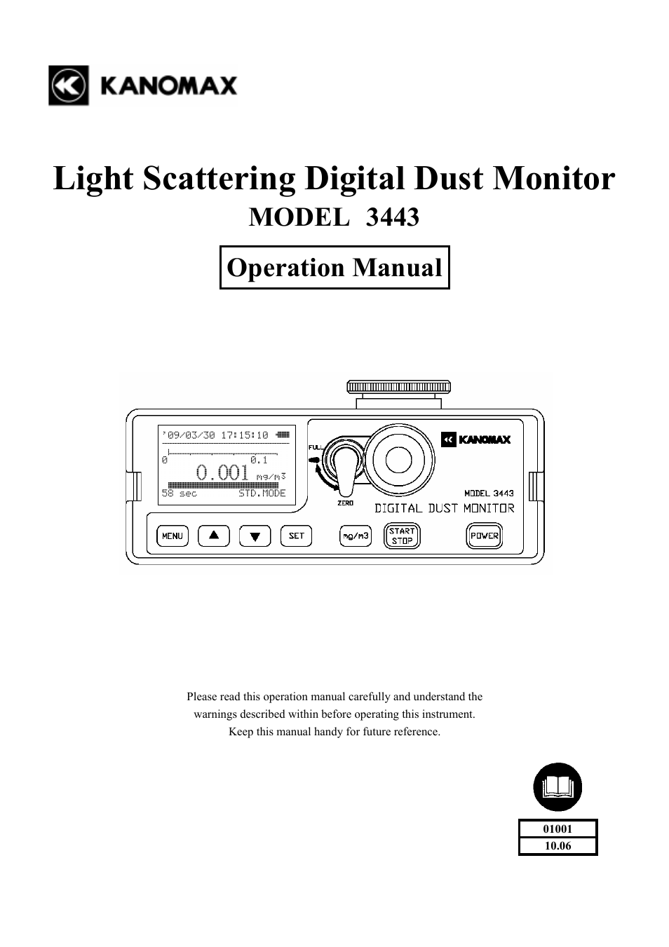 KANOMAX 3443 Digital Dust Monitor User Manual | 54 pages