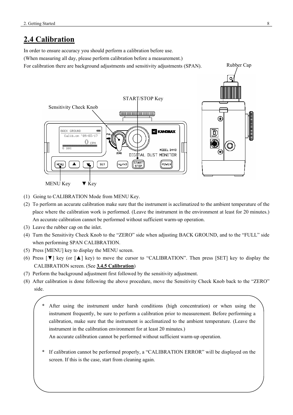 4 calibration | KANOMAX 3443 Digital Dust Monitor User Manual | Page 14 / 54