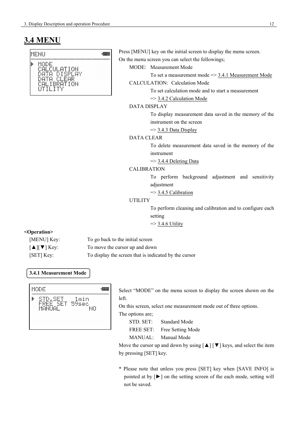 4 menu | KANOMAX 3443 Digital Dust Monitor User Manual | Page 18 / 54