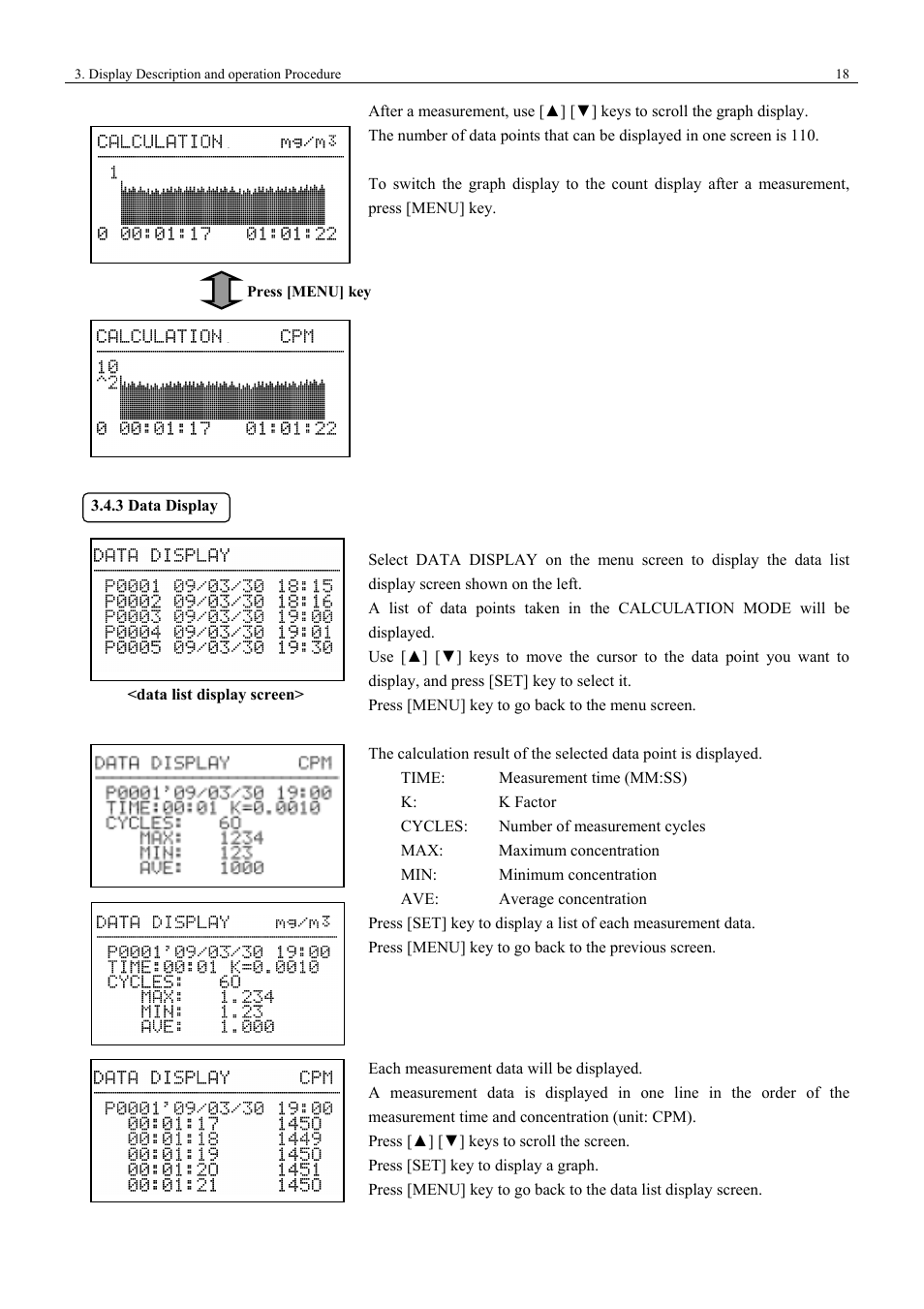 KANOMAX 3443 Digital Dust Monitor User Manual | Page 24 / 54