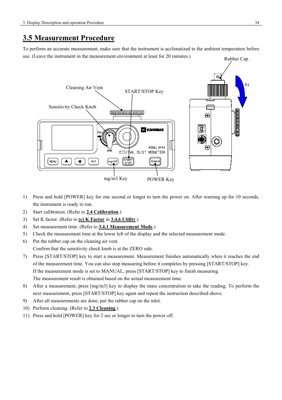 5 measurement procedure | KANOMAX 3443 Digital Dust Monitor User Manual | Page 40 / 54