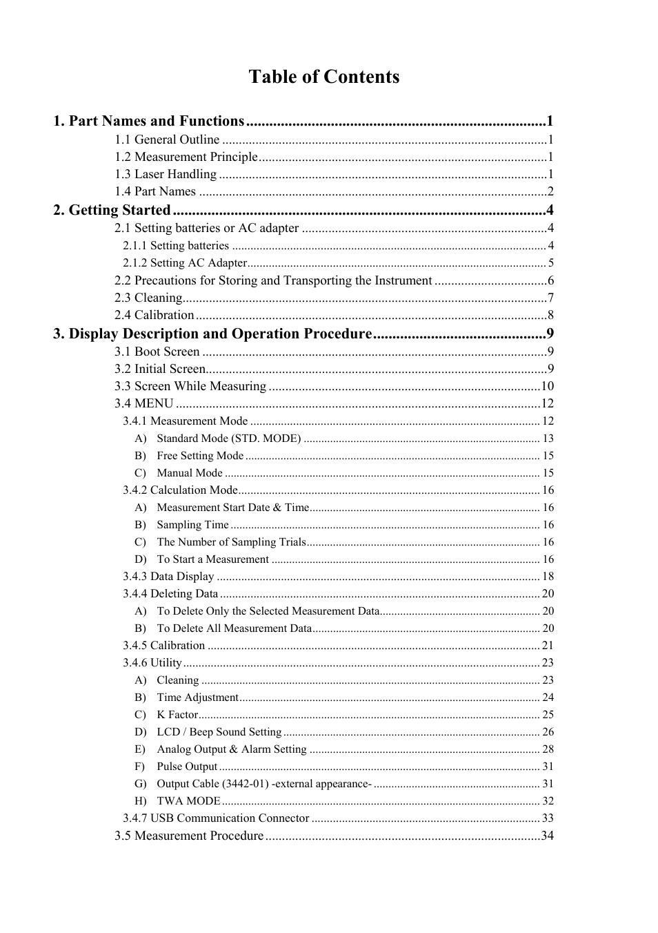 KANOMAX 3443 Digital Dust Monitor User Manual | Page 5 / 54