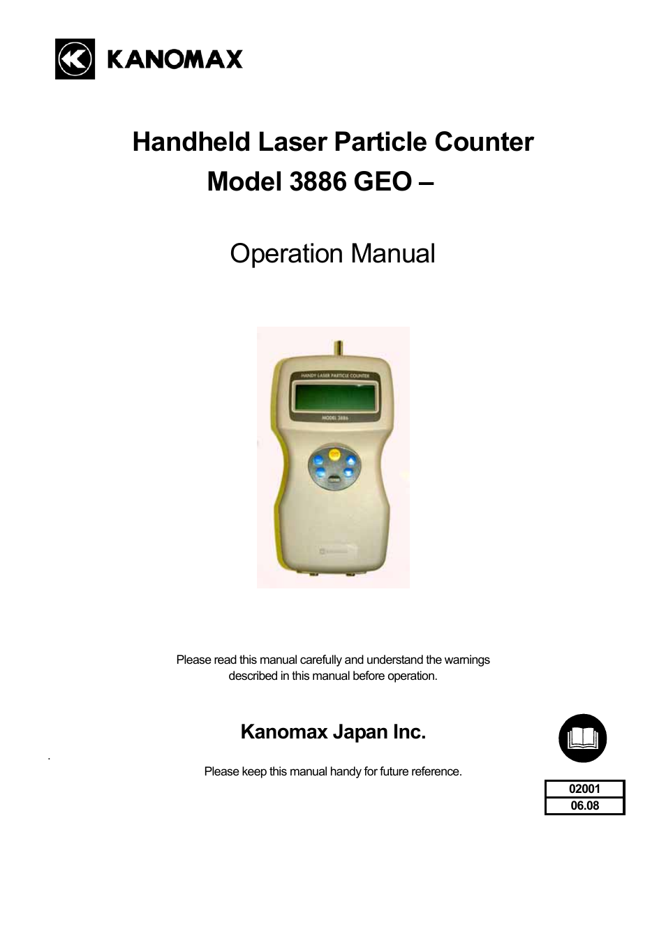 KANOMAX 3886 Handheld Particle Counter User Manual | 43 pages